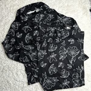 Max Studio Black and White Dainty Floral Design Set Pjs Comfy Loungewear R4